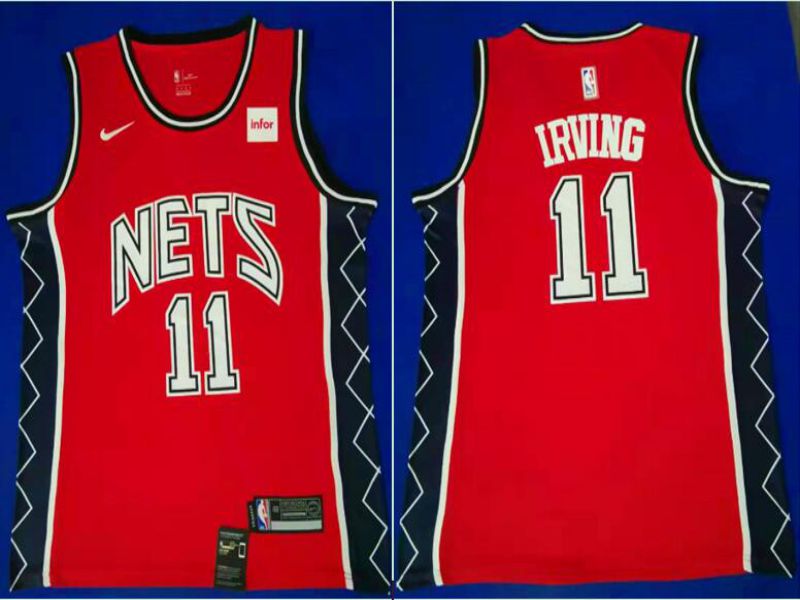 Men Brooklyn Nets 11 Irving Red City Edition Game Nike NBA Jerseys